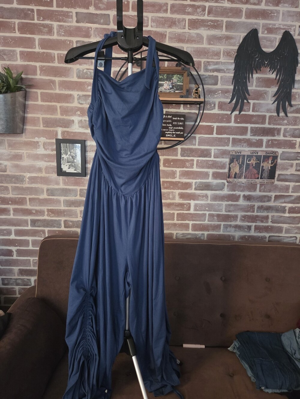 Navy Blue Women’s Draped Jumpsuit Dress